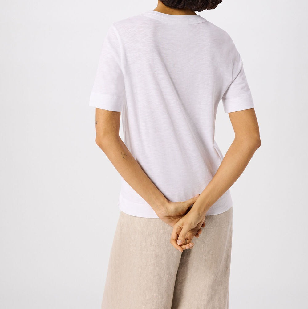 Wit Rosa T-shirt met dubbele bies