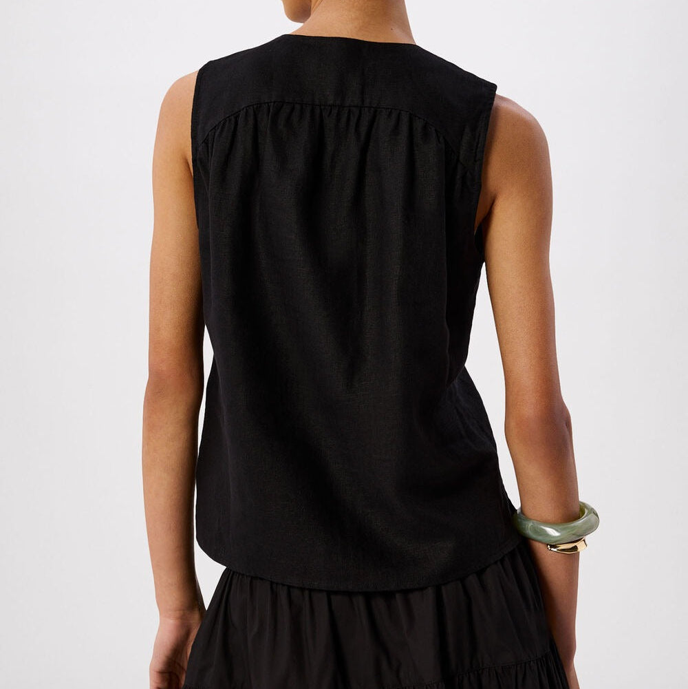 Zwarte linnen tanktop